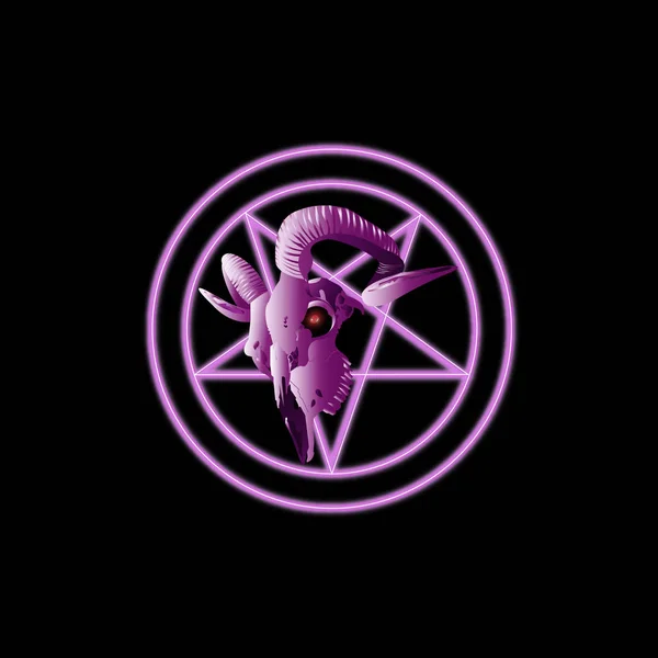 Ziegenschädel Pentagramm Symbol Modernen Stils — Stockvektor