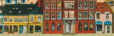 facade Paris oil painting. drawing by hand on the computer for painting. welcoming facade, picture of the facade