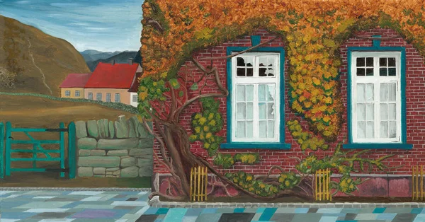 facade Paris oil painting. drawing by hand on the computer for painting. welcoming facade, picture of the facade