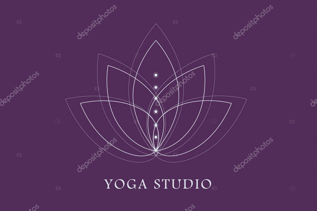 Yoga studio logo, vector flat illustration