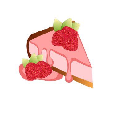 Vektör illüstrasyon çilekli pasta. Çilekli pastayı kes.