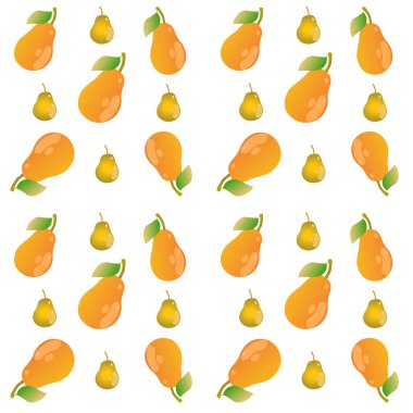 Ağ, baskı, kumaş dokusu veya duvar kağıdı için beyaz armut üzerine vektör karikatür deseni