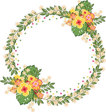 Çiçek çerçeveli tebrik kartı. Vektör illüstrasyonu