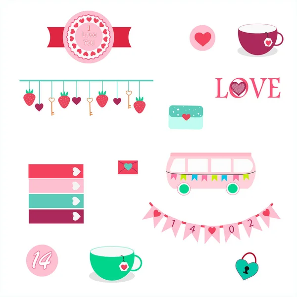 Illustration Romantic Designs Valentine Day — Stock Vector