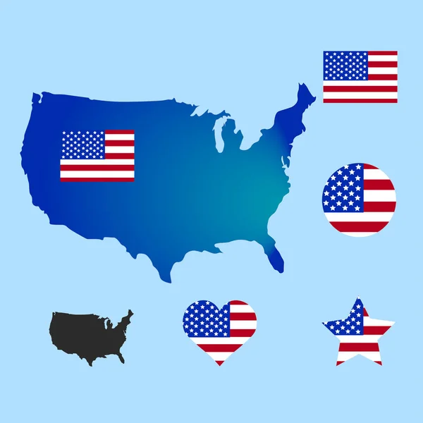 Vector Amerikai Zászló Ikon Készlet — Stock Vector