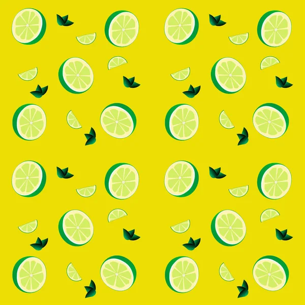 Lime Seamless Pattern Vector Illustration Background Yellow — Stock Vector