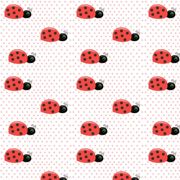 Drôle Coccinelles Motif Sans Couture Modèle Pour Les Impressions Mode — Image vectorielle