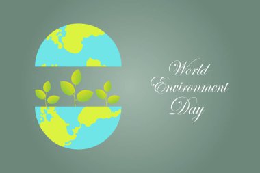 World Environment day concept. Earth Day. Generated image trees growing seedlings in the earth on green background. Vector illustration. clipart