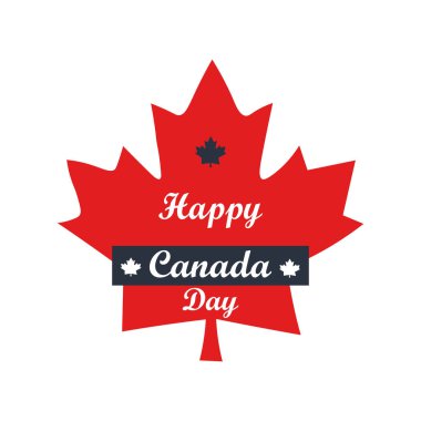 Kanada günün kutlu olsun. Beyaz arka planda kırmızı akçaağaç yaprağı olan vektör. Kanada İşçi Bayramı afişi, poster, broşür, pankart, ulusal sembollü tebrik kartı