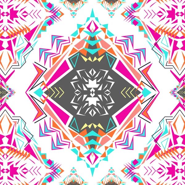 Vector naadloze textuur. Tribal geometrische patroon. Electro boho kleur trend. Azteekse decoratieve stijl — Stockvector