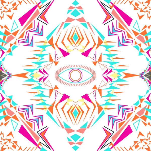 Textura sin costura vectorial. Patrón geométrico tribal. Tendencia electro boho color. Estilo ornamental azteca — Archivo Imágenes Vectoriales