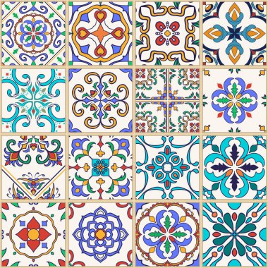 Vektör sorunsuz doku. Güzel mega patchwork desen tasarım ve moda dekoratif elemanları ile için