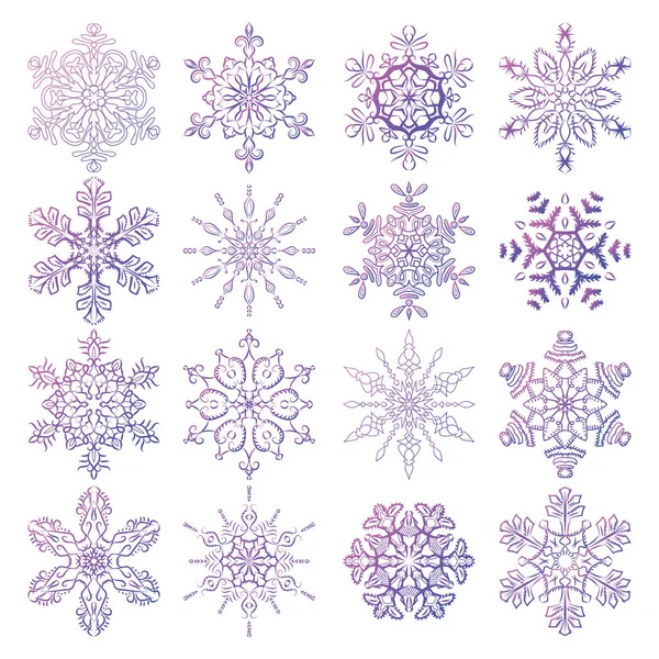 Vector uppsättning stiliserade snöflingor. Samling av dekorativa isolerade designelement — Stock vektor
