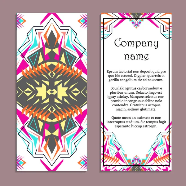 Vector set of colorful vertical banners for business and invitation. Ethnic tribal ornaments. Boho style — Stock Vector