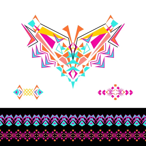 Vector hals, patronen en randen ontwerp voor mode. Etnische tribal nek afdrukken. Borst versiering in boho stijl — Stockvector