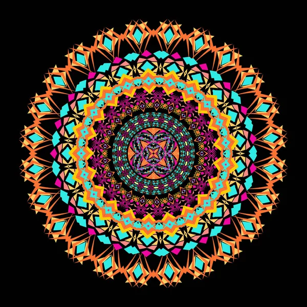 Vetor mandala mosaico colorido. Elemento de design bonito em estilo étnico. Ornamento indiano, tribal, oriental — Vetor de Stock