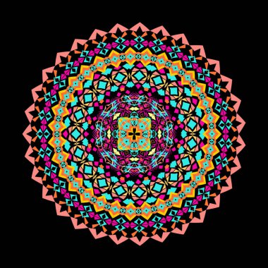Vektör renkli mozaik mandala. Güzel tasarım öğesi etnik tarzda. Hint, aşiret, şark süsleme