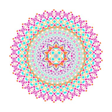 Vektör renkli mozaik mandala. Güzel tasarım öğesi etnik tarzda. Hint, aşiret, şark süsleme