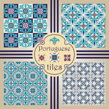 Vektör sorunsuz doku toplama. Güzel renkli desen tasarım ve moda ile dekoratif öğeler için set