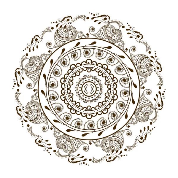Mandala floreale vettoriale in stile indiano. Fiore ornamentale Mehndi. Modello etnico disegnato a mano — Vettoriale Stock