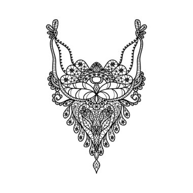 Vektör çiçek yaka tasarım moda için. Çiçekler ve yapraklar boyun yazdırma. Göğüs bezeme