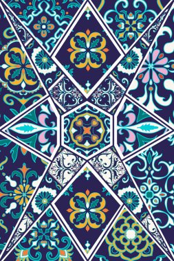 Vektör dekoratif arka plan. Mozaik patchwork desen tasarım ve moda için