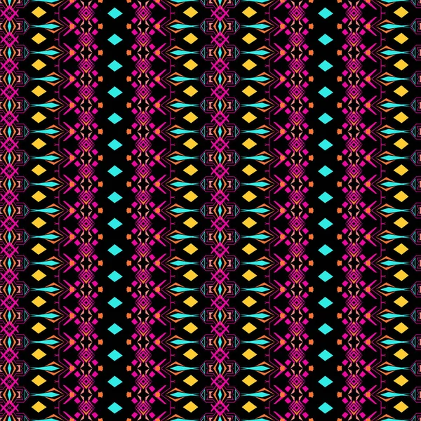 Textura sin costura vectorial. Patrón de rayas geométricas tribales. Estilo ornamental azteca — Archivo Imágenes Vectoriales