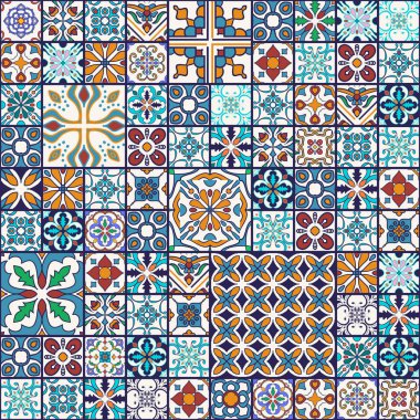 Vektör sorunsuz doku. Güzel mega patchwork desen tasarım ve moda dekoratif elemanları ile için