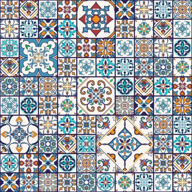 Vektör sorunsuz doku. Güzel mega patchwork desen tasarım ve moda dekoratif elemanları ile için