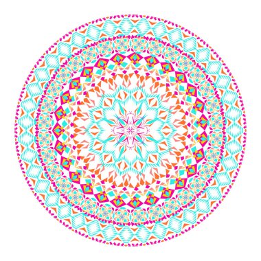 Vektör renkli mozaik mandala. Güzel tasarım öğesi etnik tarzda. Hint, aşiret, şark süsleme