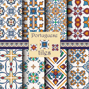 Vektör sorunsuz doku toplama. Güzel renkli desen tasarım ve moda ile dekoratif öğeler için set