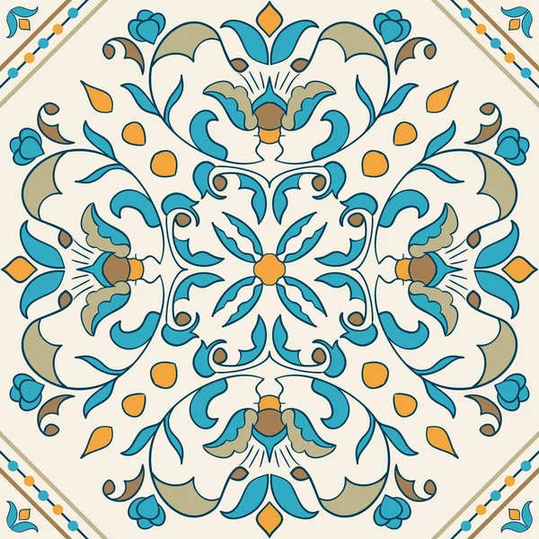 Vector azulejo portugués. Hermoso patrón de color para el diseño y la moda con elementos decorativos. Azulejo, marroquí, ornamentos árabes — Archivo Imágenes Vectoriales