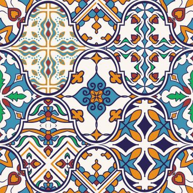 Vektör sorunsuz doku. Güzel patchwork desen tasarım ve moda dekoratif elemanları ile için