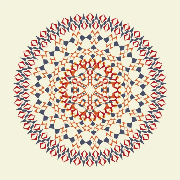 Vetor mandala mosaico colorido. Elemento de design bonito em estilo étnico. Ornamento indiano, tribal, oriental — Vetor de Stock