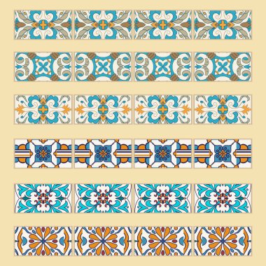 Dekoratif Karo kenarlık kümesi vektör. 