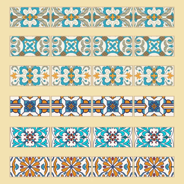 Conjunto vectorial de bordes de baldosas decorativas . — Vector de stock