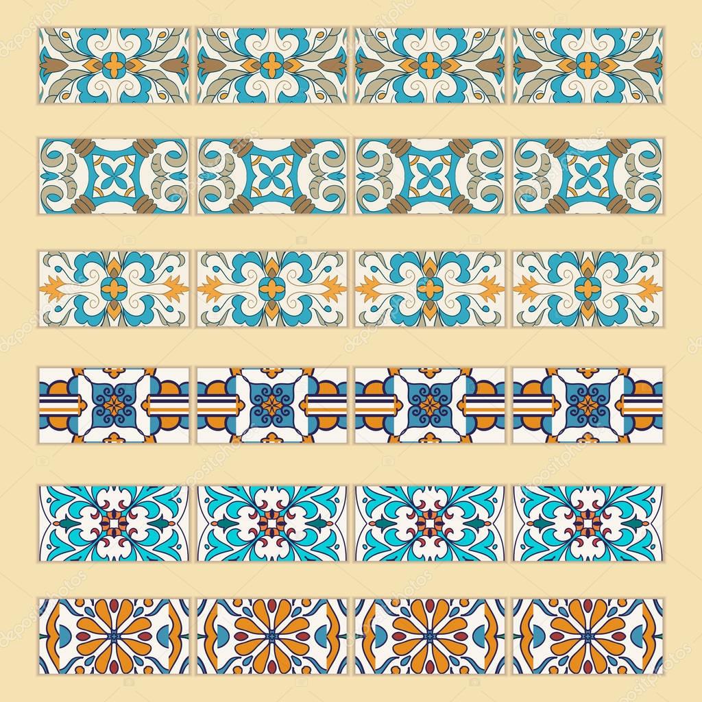 Vector set of decorative tile borders. 