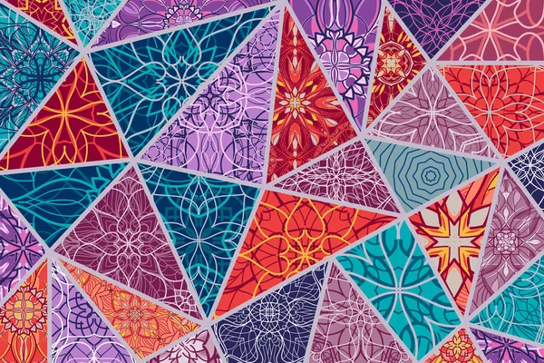 Fundo decorativo vetorial. Padrão de retalhos mosaico para design e moda — Vetor de Stock