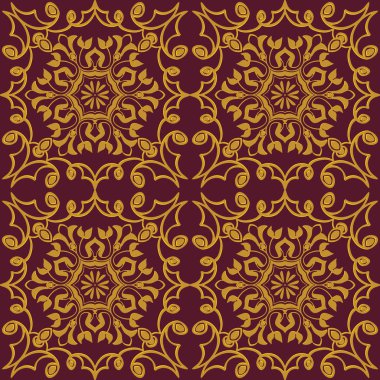 Vektör sorunsuz doku. Altın vintage desen. Arabesk ve çiçek süs