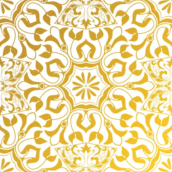 Textura sem costura vetorial. Padrão vintage dourado. Ornamentos árabes e florais —  Vetores de Stock