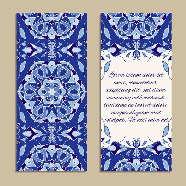 Vektorové Sada barevné svislé bannery pro podnikání a pozvání. Portugalština, Azulejo, marocké; Arabsky; Asijské ornamenty — Stockový vektor