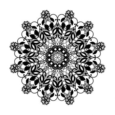 Vektör dantel desen yuvarlak. Mandala süs çiçekleri ile. Tasarım ve moda için dekoratif öğe
