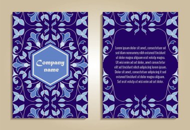 Vektör renkli broşür şablonları iş ve davet için ayarlayın. Portekizce, Fas; Azulejo; Arapça; Asya süsler