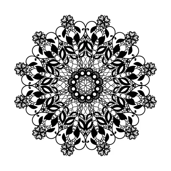 Vector lace round pattern. Mandala with ornamental flowers. Decorative element for design and fashion — Stock Vector