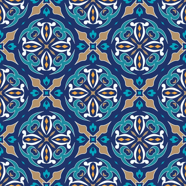 Vektor bezešvá textura. Ornament na keramických dlaždic. Portugalské azulejos dekorativní vzor — Stockový vektor