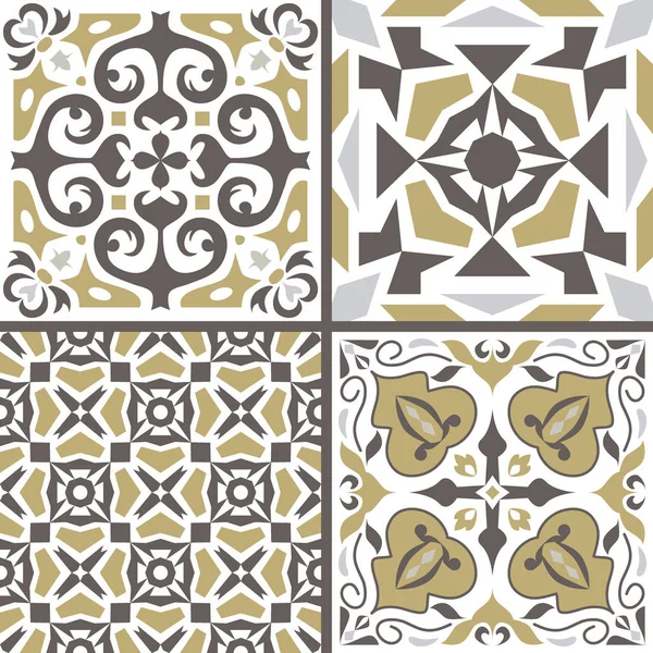 Wektor zestaw ozdób dla płytek ceramicznych. Dekoracyjne wzory portugalskich azulejo — Wektor stockowy