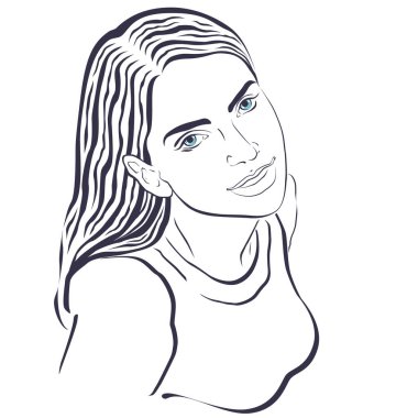 Mavi gözlü kız, vektör çizgisi