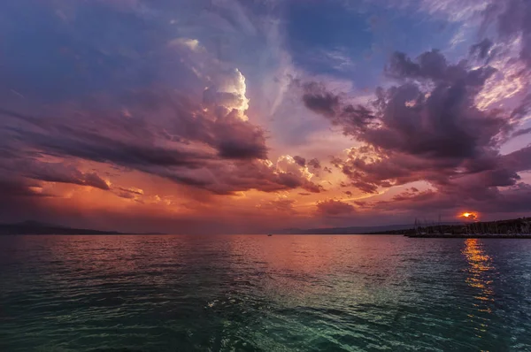 Cielo Colorido Dramático Sobre Lago Ginebra — Foto de Stock