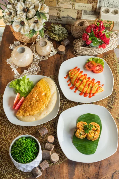 Varian Dari Hidangan Omelette — Stok Foto