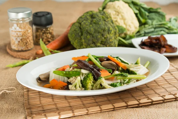 Cap Cai Aduk Goreng Hidangan Sayuran — Stok Foto